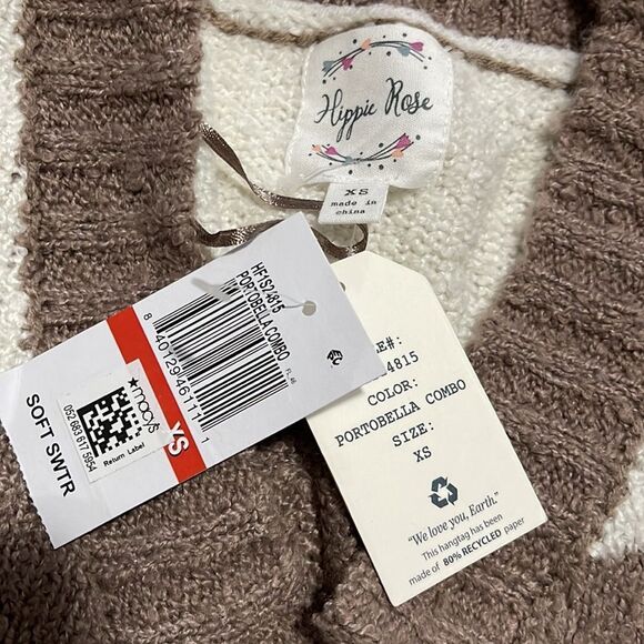 NWT- Hippie Rose - XS. Relaxed V Cut Striped Sweater - Picture 8 of 8